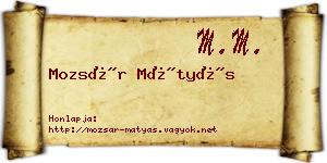 Mozsár Mátyás névjegykártya